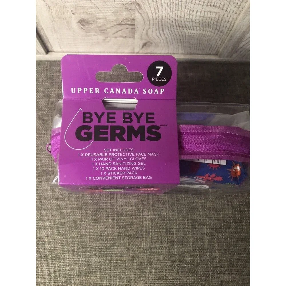 Upper Canada Soap Bye Bye Germs 7 Pc Antibacterial Safe Travel Kit for Kids